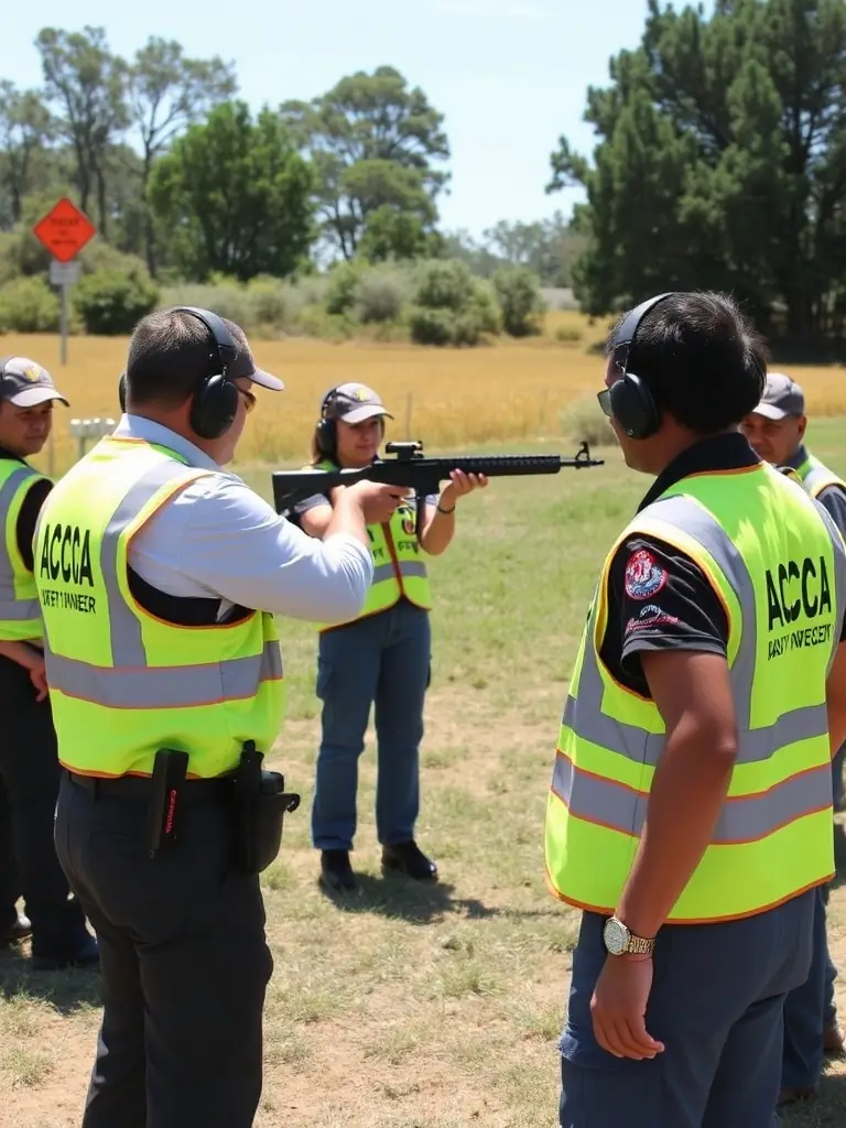 Image showing ACCA members conducting a safety training session, emphasizing the importance of responsible firearm handling and adherence to hunting regulations.