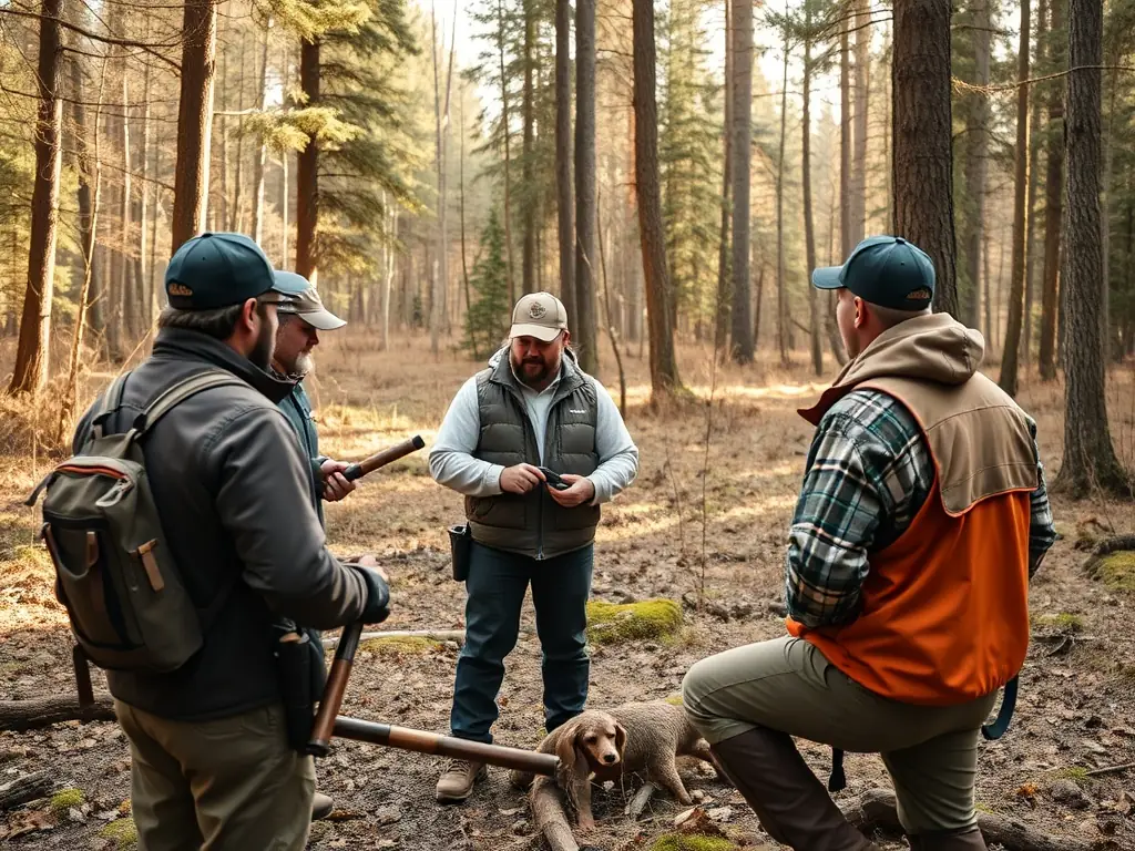 ACCA members leading a workshop on responsible hunting practices, demonstrating proper firearm handling and ethical hunting techniques to a group of local hunters.