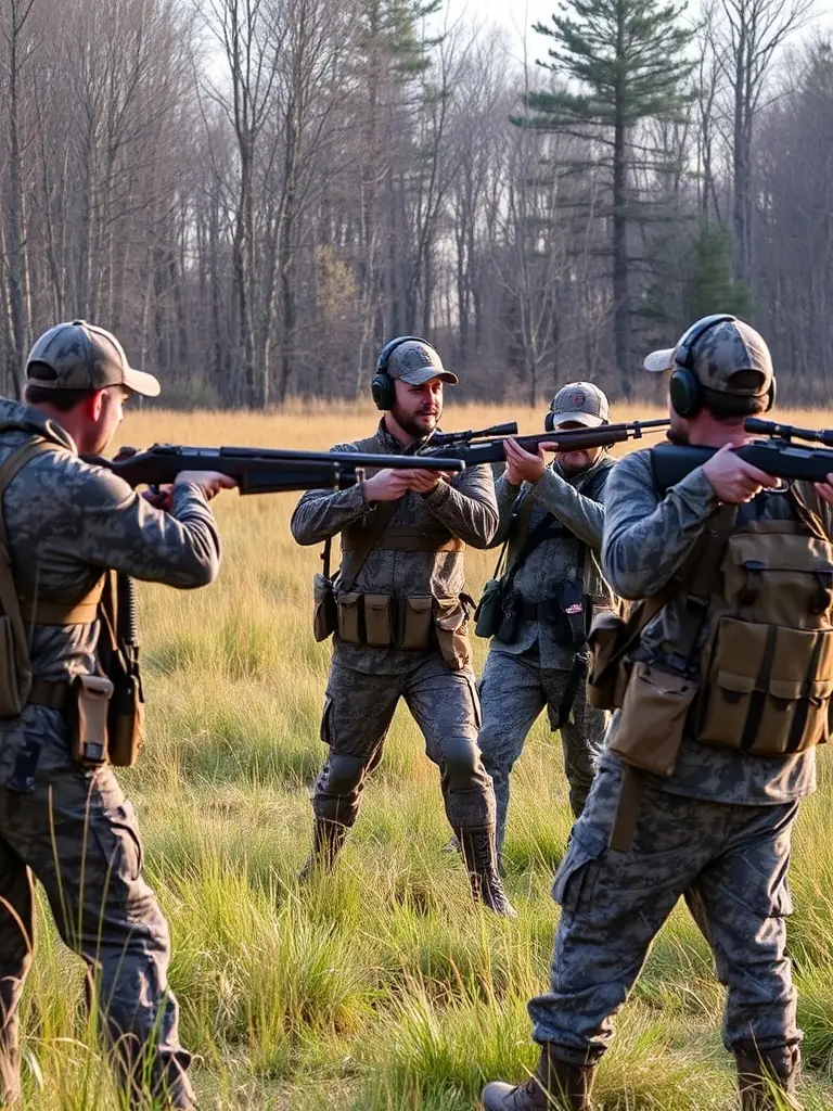 A photograph depicting a group of ACCA members participating in a controlled hunt, focusing on responsible game management in the La Genetouze area.